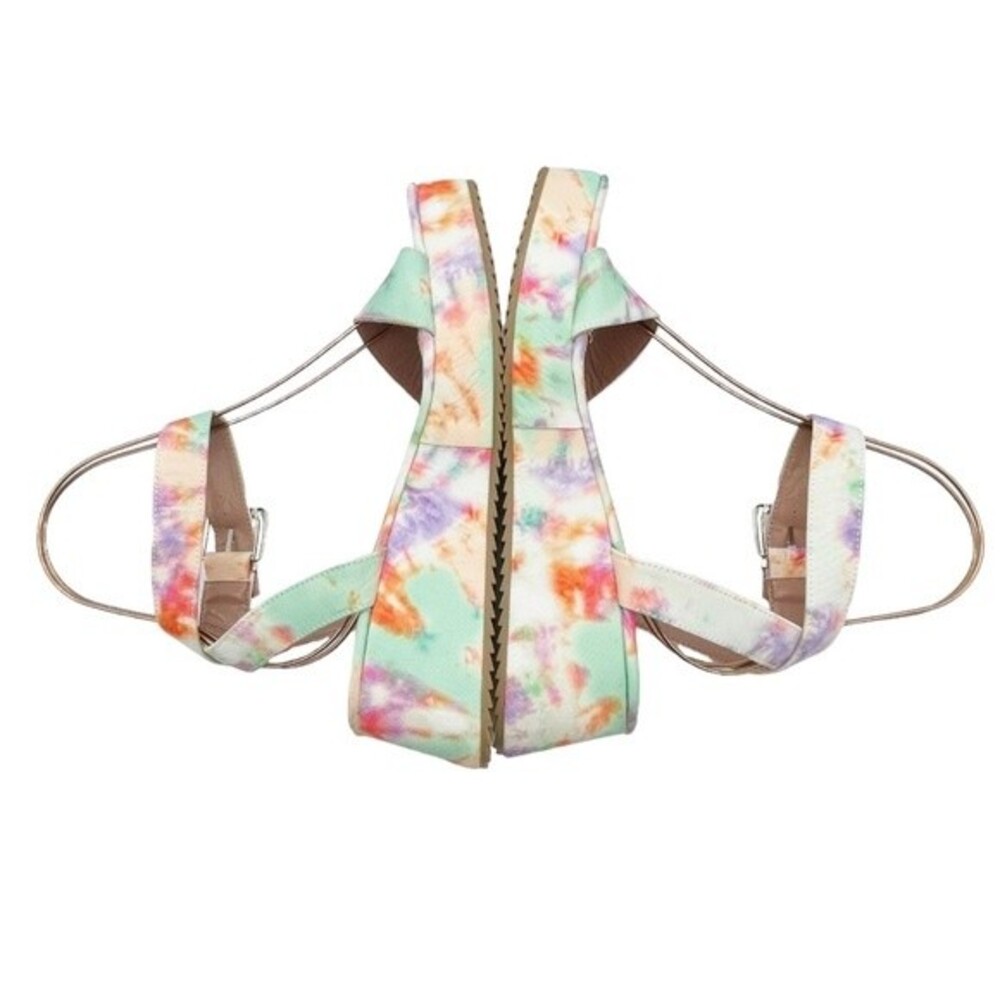 NWT ASOS Tatiana Flatform Ankle Wrap Sandals Bright Pastel Cloud Tie Dye Size 10 - Picture 12 of 16